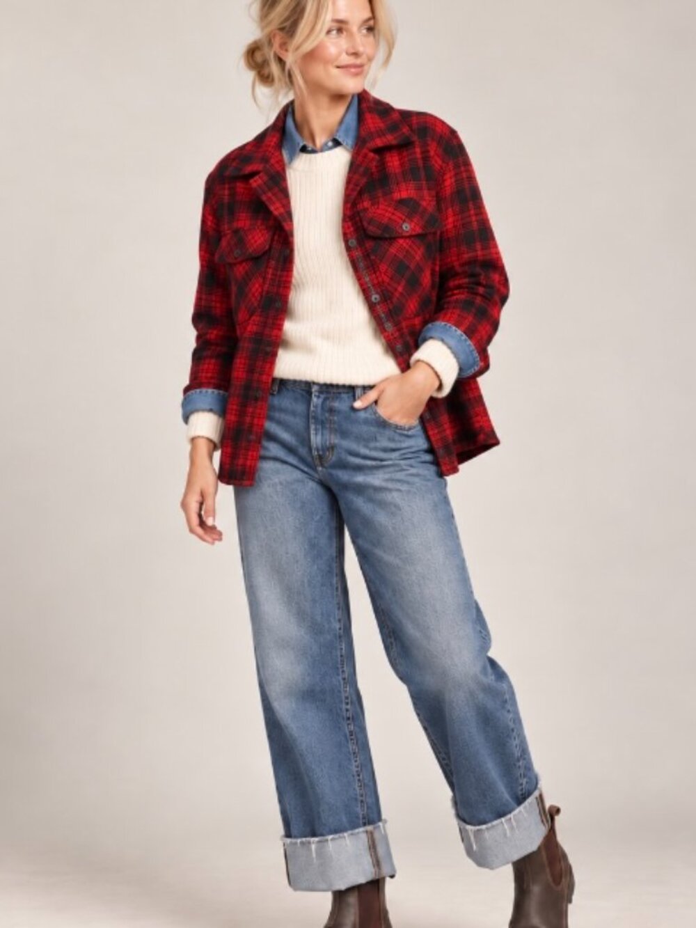 Ashley By 26 women's black/red plaid oversized jacket size M NWT utility